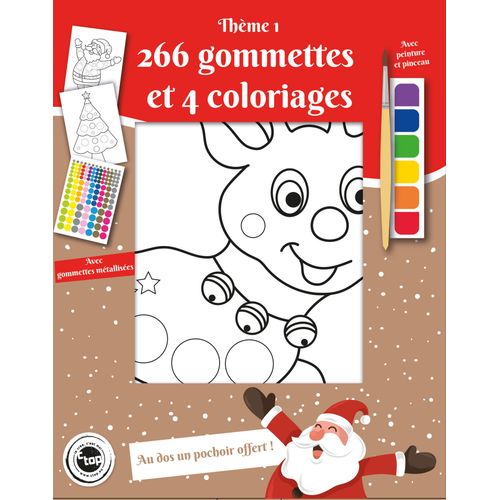 Coloriage Avec Peinture Pinceau Et Gommettes Motif De Noël 1