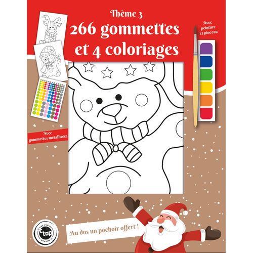 Coloriage Avec Peinture Pinceau Et Gommettes Motif De Noël 3