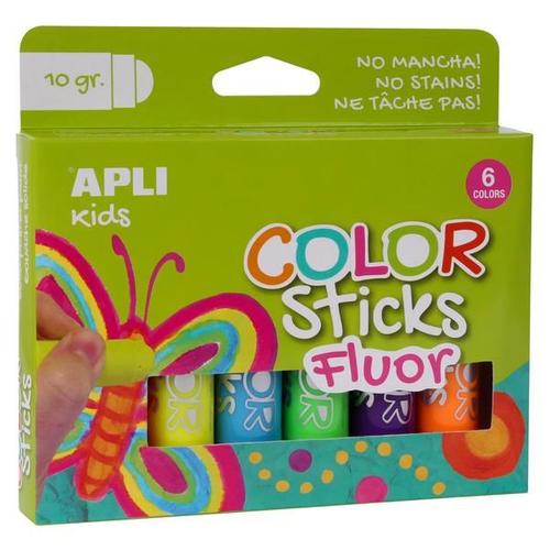 Gouache Solide 6 Crayons Fluo (10g) - Apli Agipa