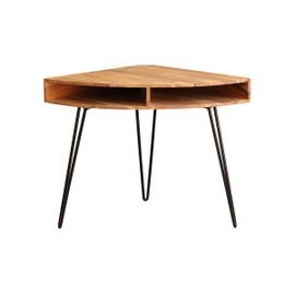 Bureau D'angle En Acacia Massif Et Métal Noir Gosby