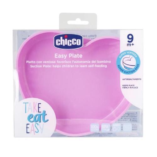 Chicco-Assiette Coeur En Silicone Avec Ventouse - Rose - 9m+