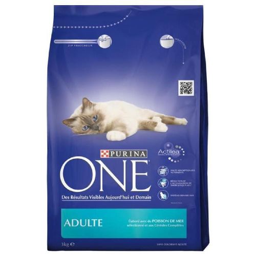 Purina One Croquettes Au Poisson De Mer Et Aux Céréales Completes - Pour Chat Adulte - 3 Kg