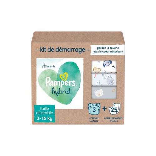 Pampers Hybrid Kit De 25 Coeurs Absorbants Et 3 Couches Lavables