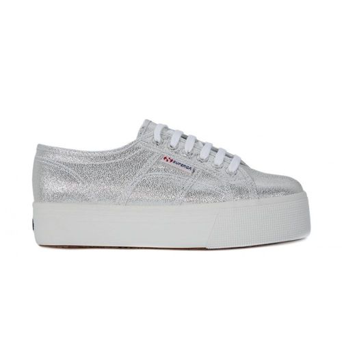 Baskets Basses Superga Lame Wedge Grey