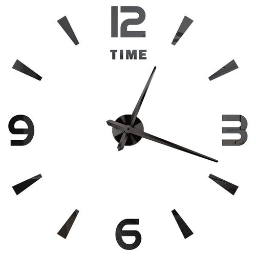 Autocollants muraux miroir d'horloge 3D,horloges murales créatives bricolage,design moderne,montre à quartz muette,décoration d'intérieur,salle de bain,T - Type Black E-37 inch(60-90cm)