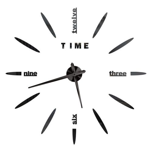 Autocollants muraux miroir d'horloge 3D,horloges murales créatives bricolage,design moderne,montre à quartz muette,décoration d'intérieur,salle de bain,T - Type Black K-37 inch(60-90cm)