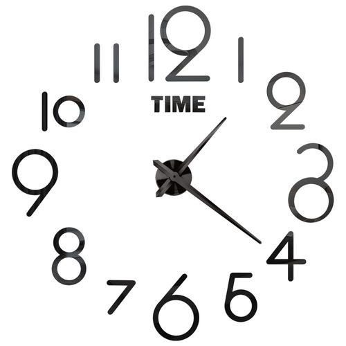 Autocollants muraux miroir d'horloge 3D,horloges murales créatives bricolage,design moderne,montre à quartz muette,décoration d'intérieur,salle de bain,T - Type Black A-47 inch(80-120cm)