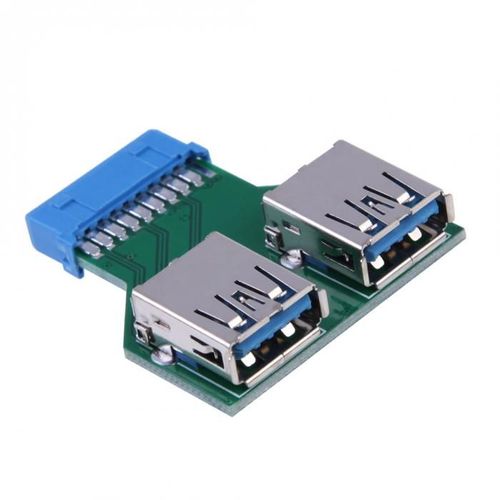 Autre Adaptateur USB 3.0 19 broches vers 2 ports femelles, convertisseur Jack, plomb, carte PCB, carte mère PC, USB3.0, extension 20 broches Nipseyteko