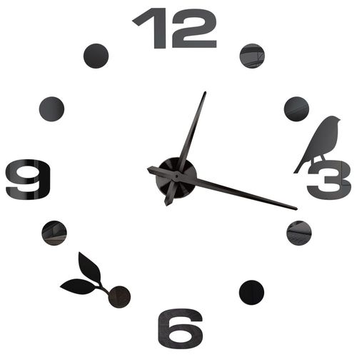 Autocollants muraux miroir d'horloge 3D,horloges murales créatives bricolage,design moderne,montre à quartz muette,décoration d'intérieur,salle de bain,T - Type Black O-37 inch(60-90cm)