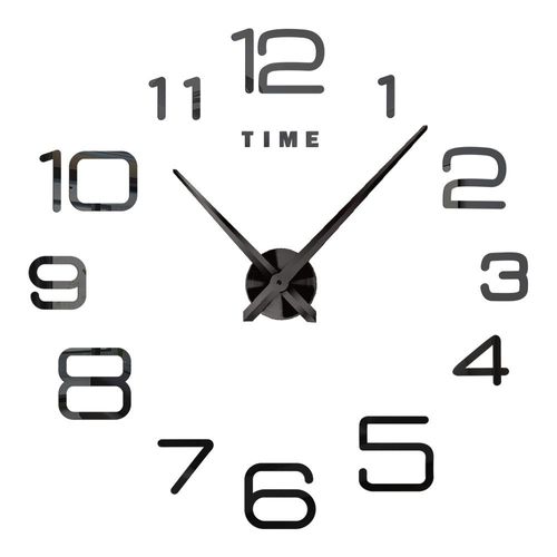 Autocollants muraux miroir d'horloge 3D,horloges murales créatives bricolage,design moderne,montre à quartz muette,décoration d'intérieur,salle de bain,T - Type Black N-47 inch(80-120cm)