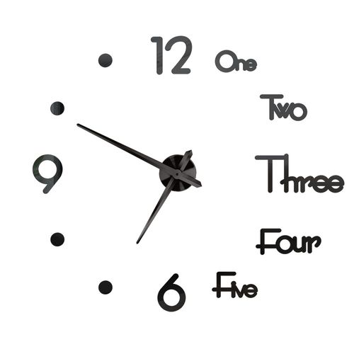 Autocollants muraux miroir d'horloge 3D,horloges murales créatives bricolage,design moderne,montre à quartz muette,décoration d'intérieur,salle de bain,T - Type Black G-37 inch(60-90cm)