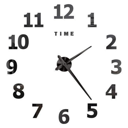 Autocollants muraux miroir d'horloge 3D,horloges murales créatives bricolage,design moderne,montre à quartz muette,décoration d'intérieur,salle de bain,T - Type Black L-47 inch(80-120cm)
