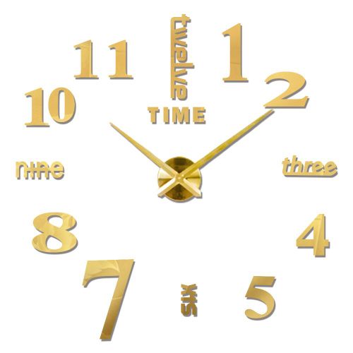 Autocollants muraux miroir d'horloge 3D,horloges murales créatives bricolage,design moderne,montre à quartz muette,décoration d'intérieur,salle de bain,T - Type Gold B-47 inch(80-120cm)