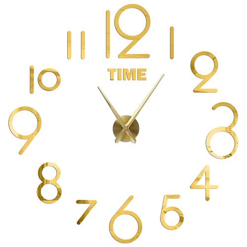 Autocollants muraux miroir d'horloge 3D,horloges murales créatives bricolage,design moderne,montre à quartz muette,décoration d'intérieur,salle de bain,T - Type Gold A-37 inch(60-90cm)