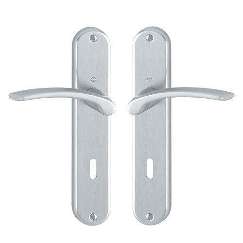 Poignées sur plaques clé L - aluminium chrome satin - ibiza HOPPE