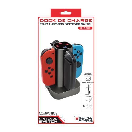 Base De Charge Alpha Omega Players Pour 4 Joy Con Nintendo Switch Noir