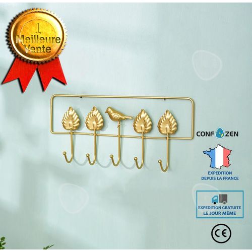 Patère Art du fer Derrière porte Tenture murale Pastorale Magasin de vêtements Crochet Créativité Feuille oiseau Crochet porte-clés