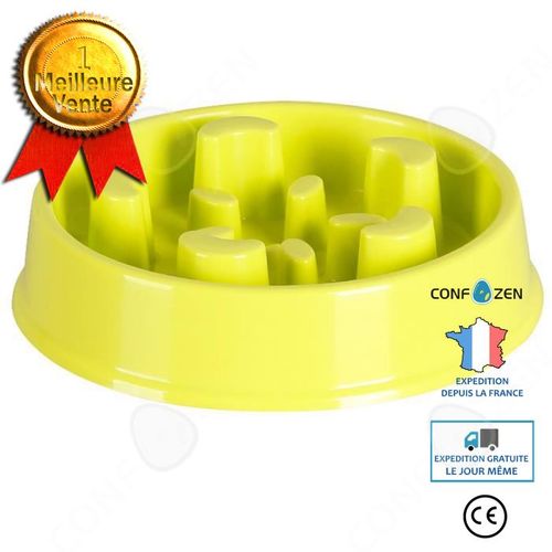 Gamelle Anti Glouton Chien Chat, Gamelle Pour Chien Chat, Distributeur Nourriture Croquettes Chiens, Prévention D'obèse - Vert