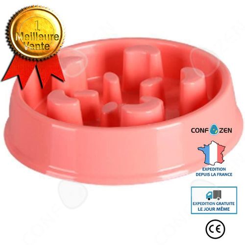 Gamelle Anti Glouton Chien Chat, Gamelle Pour Chien Chat, Distributeur Nourriture Croquettes Chiens, Prévention D'obèse - Rose
