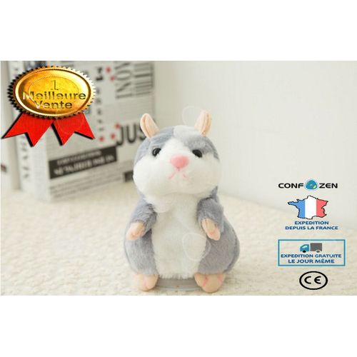 Parler Hamster Plush Toy Drôle Peluche Répète Ce Que Tu Dis Jouet Électronique Parlant Cadeau De Bébé Enfant Adorable (Gris Clair)