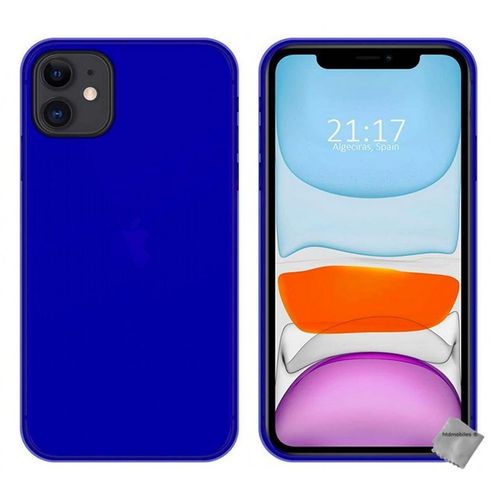 Housse Etui Coque Pochette Silicone Gel Fine Pour Apple Iphone 11 + Verre Trempe - Bleu