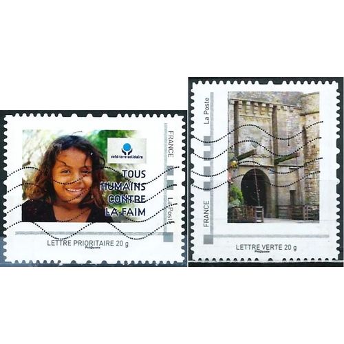 France 2015, Beaux Timbres Lettre Prioritaire - Collectors, Ccfd Terre Solidaire, "Tous Unis Contre La Faim", Et Chateau Fort, Pont Levis, Oblitérés, Tbe.