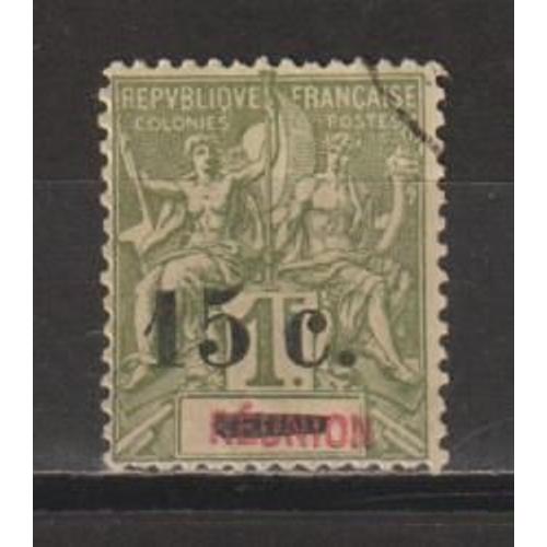 Île De La Réunion, 1901, Timbres De 1892 Surchargés (Type Sage), N°55, Oblitéré.