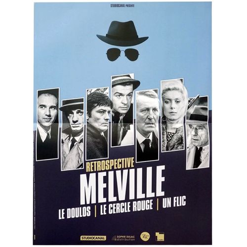 Retrospective Melville /Le Doulos, Le Cercle Rouge, Un Flic - Véritable Affiche De Cinéma Pliée - Format 40x60 Cm - Avec Piccoli, Belmondo, Delon, Bourvil, Deneuve, Reggiani, Montand - Reedition 2015