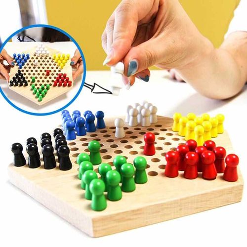 Adultes Enfants Chinois Dames En Bois Éducatif Jeu De Société Classique Halma Chinois Dames Ensemble Stratégie Famille Jeu Pièces
