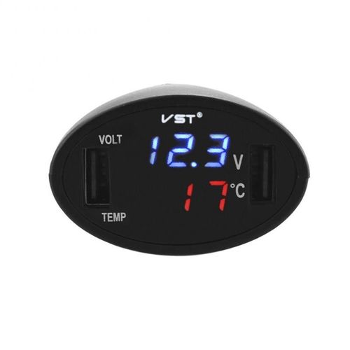 Chargeur De Voiture Double Usb Voiture Numérique Led Voltmètre Allume Cigare Adaptateur 3in1 Thermomètre Moniteur De Batterie De Pièces De Rechange Automatiques