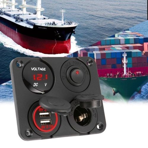 Voiture Bateau Marin Led Panneau D'interrupteur À Bascule Marche Arrêt À Bascule Circuit Numérique Voltmètre Double Usb Chargeur Port Allume Cigare 12v