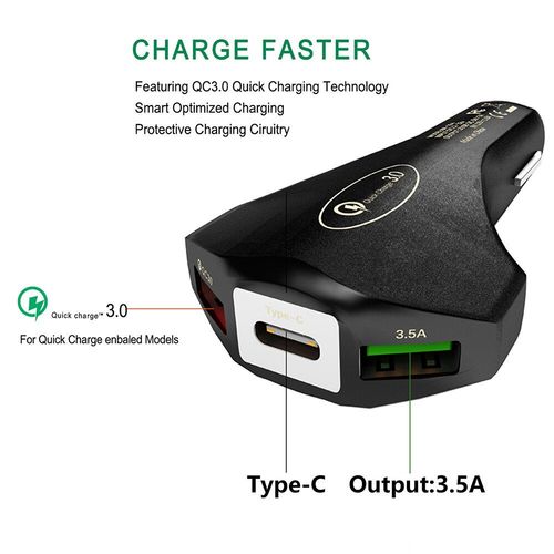 Chargeur De Voiture Pour Téléphone Portable, Double Usb, Adaptateur De Charge Rapide 3.0, Mini Usb