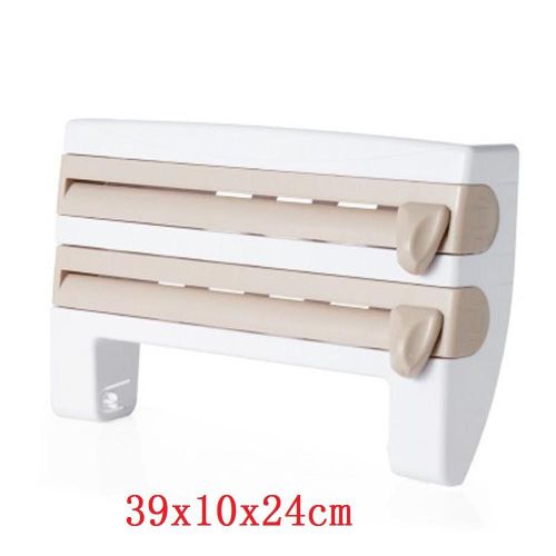 6 En 1 Cuisine Serviette Porte Papier En Aluminium Coupe Film Wraptastic Distributeur Coupe Feuille Film Alimentaire Étagère Murale Porte Outil