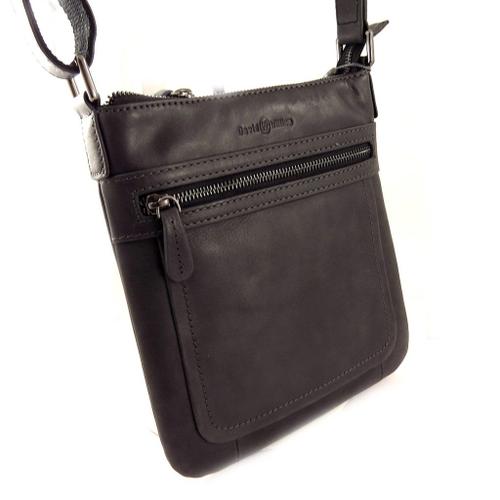 Sac cuir 'David William' noir vintage