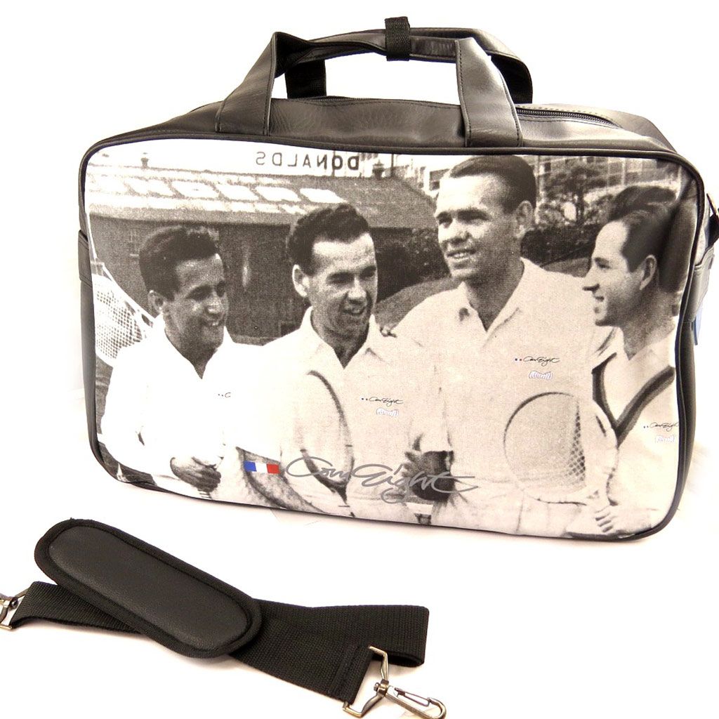 PROMOTION ! Besace bandoulière 'Vintage Tennis' noir blanc