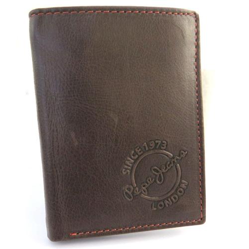 Portefeuille européen cuir ' Pepe Jeans' marron vintage (11. 5x8. 5x2. 5 cm)