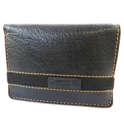 PROMOTION ! Portefeuille européen cuir 'Mundi' noir vintage - 12. 5x9. 5 cm