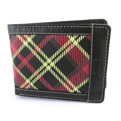 PROMOTION ! Portefeuille italien cuir 'Mundi' noir rouge (scottish) - 11. 5x9x3 cm