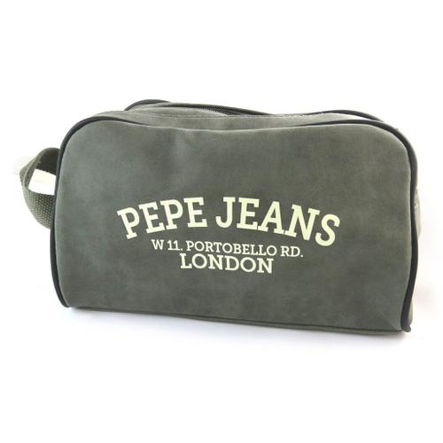PROMOTION ! Trousse de toilette 'Pepe Jeans' gris vintage (2 compartiments) - 27x13x12 cm