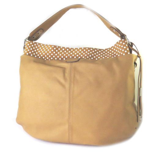 PROMOTION ! Sac cuir 'Gianni Conti' taupe petits pois - 36x28x16 cm