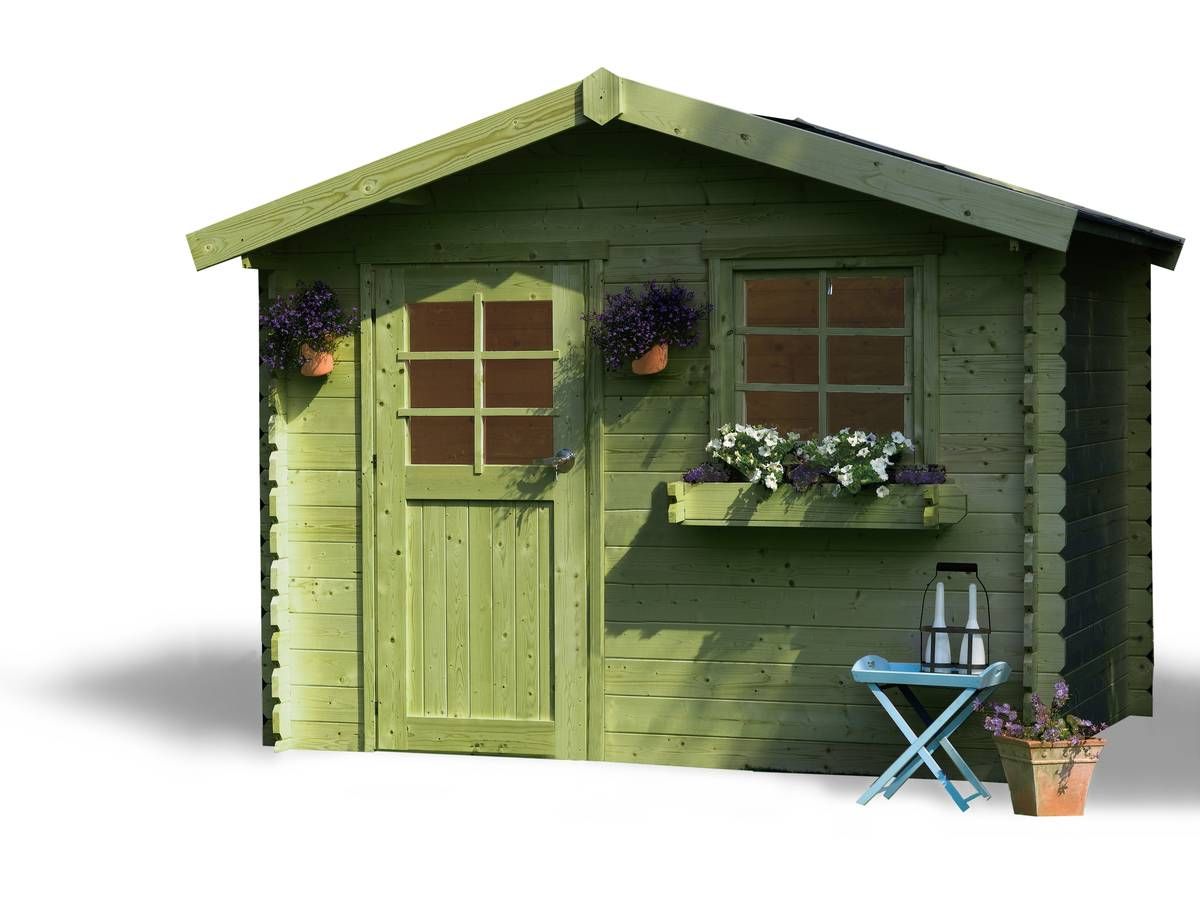 Abri Jardin Bois "Sologne" - Modèle Imprégné (Vert) - 8.88 M² - 2.9...
