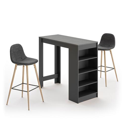 A-Cocoon Ensemble Table Et Chaises Noir Et Béton - Gris Anthracite - Temahome