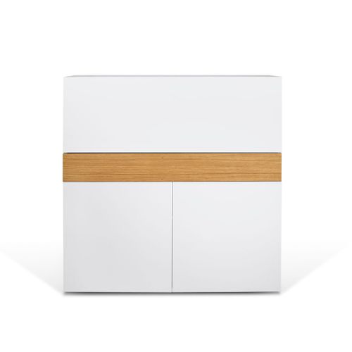 Bureau Focus Blanc Et Chêne Naturel 110 X 109 - Temahome