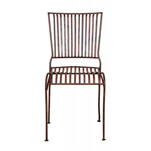 Chaise D'extérieur En Fer Forgé, Finition Rouge Antique