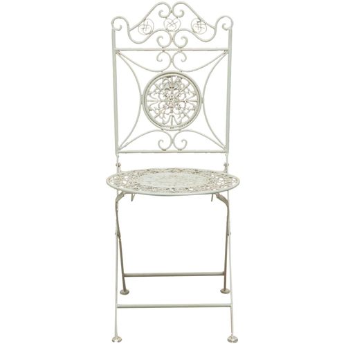 Chaise Pliante Complet De Salle À Manger De Jardin D'extérieur En Fer Forgé Finition Blanc Antique Diam.39x96 Cm