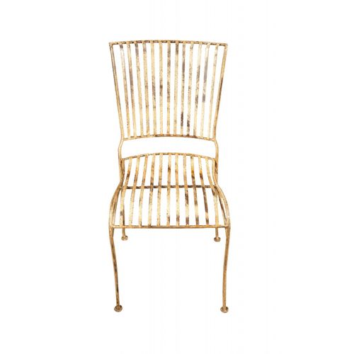 Chaise De Salle À Manger D'extérieur En Fer Forgé, Finition Blanche Antique