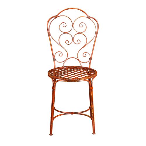Chaise De Salle À Manger De Jardin D'extérieur En Fer Forgé Avec Finition Rouge Antique