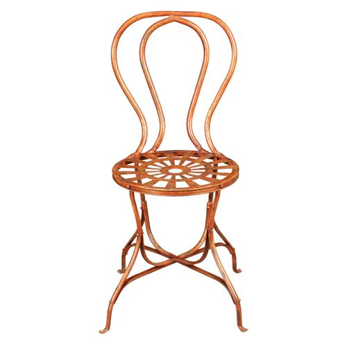 Chaise De Salle À Manger De Jardin D'extérieur En Fer Forgé Finition Rouge Antique