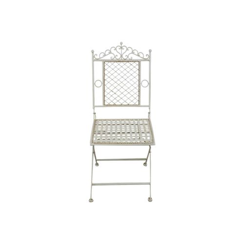 Chaise Pliante De Salle À Manger De Jardin D'extérieur En Fer Forgé Blanc Antique 41x49x96 Cm