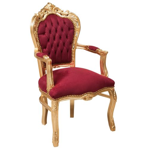 Fauteuil Louis Xvi De Style Français, En Hêtre Massif, Sculpté Et Fini À La Main Avec Patine En Feuille D'or